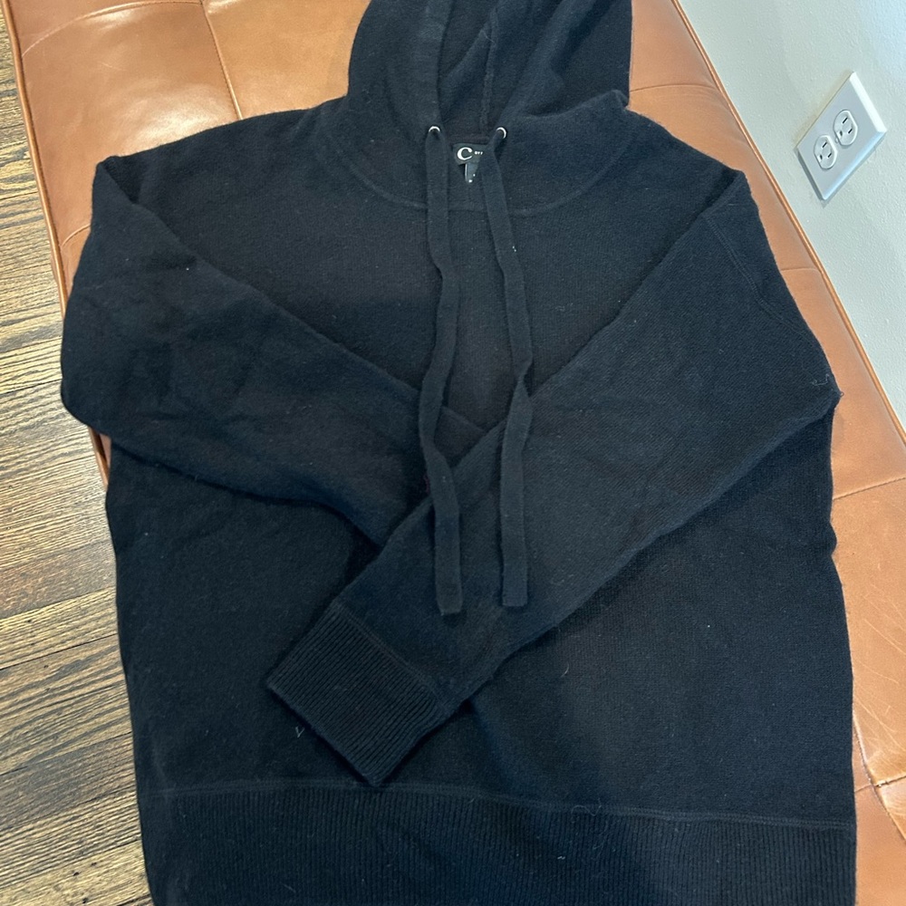 Bloomingdale's Black Cashmere Knit Hoodie Sweater